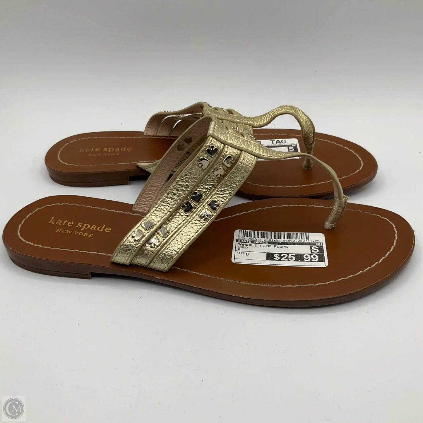 Sandals Flip Flops By Kate Spade In Gold, Size: 8