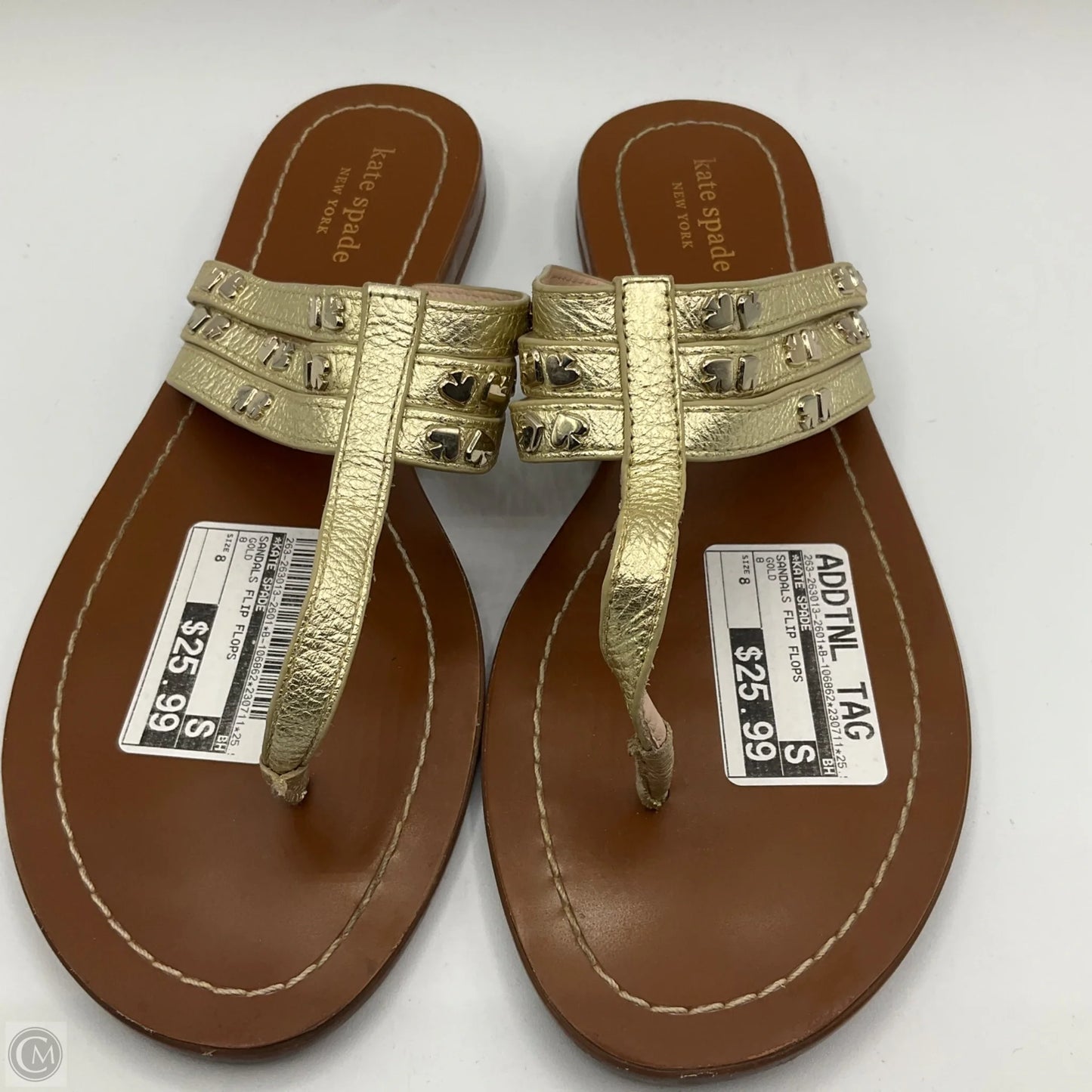 Sandals Flip Flops By Kate Spade In Gold, Size: 8