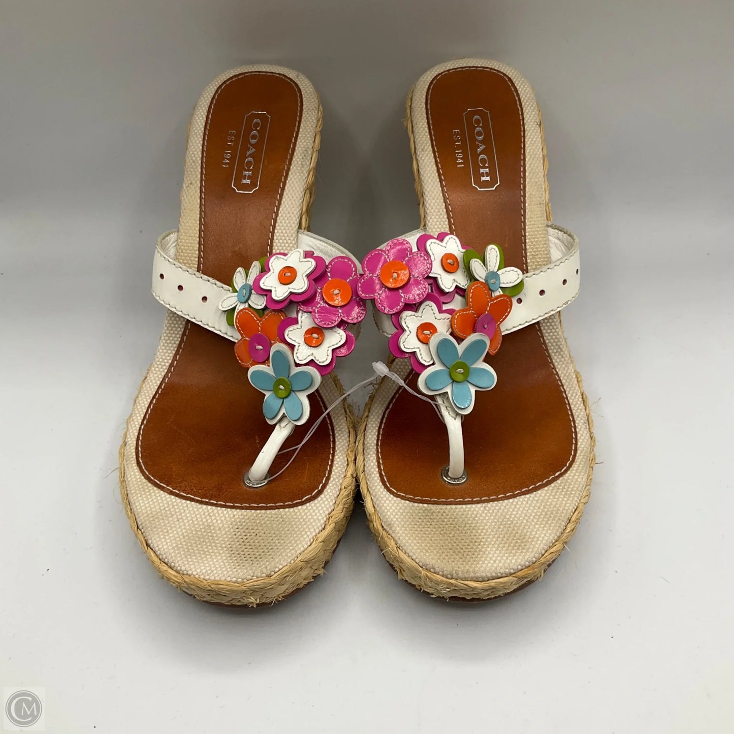 Sandals Heels Block By Coach In Tan, Size: 8.5