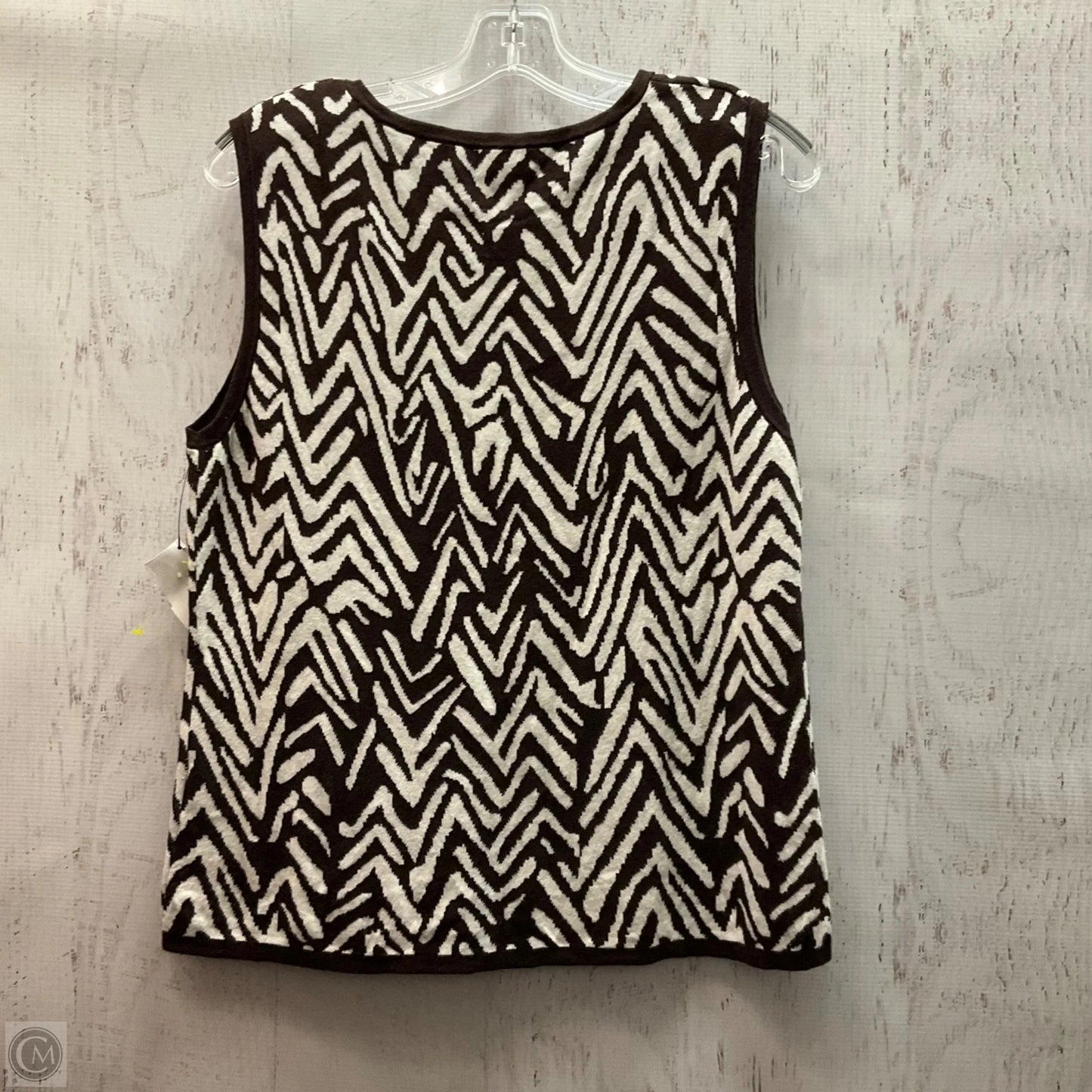 Top Sleeveless By Evan-picone In Brown & White, Size: L