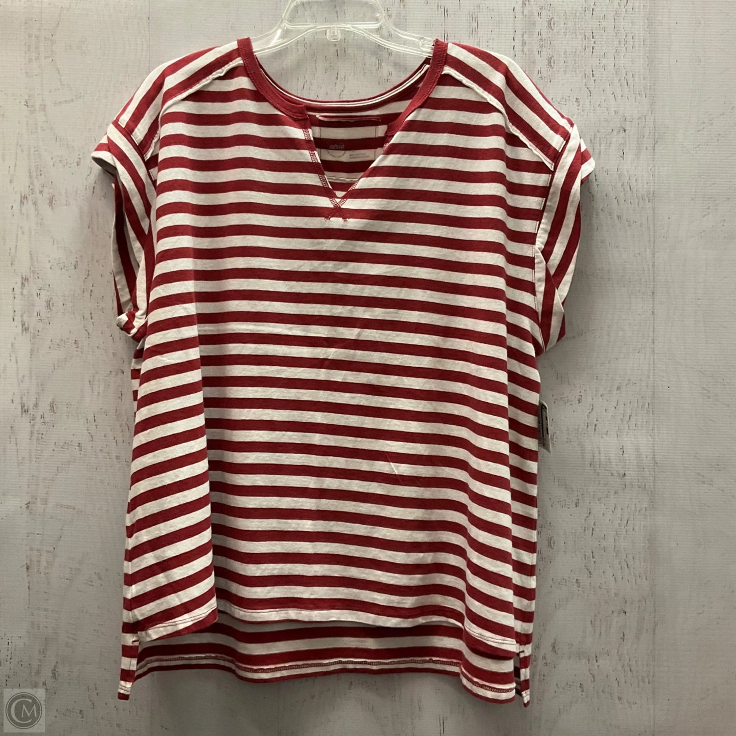 Top Short Sleeve By Aerie In Striped Pattern, Size: L
