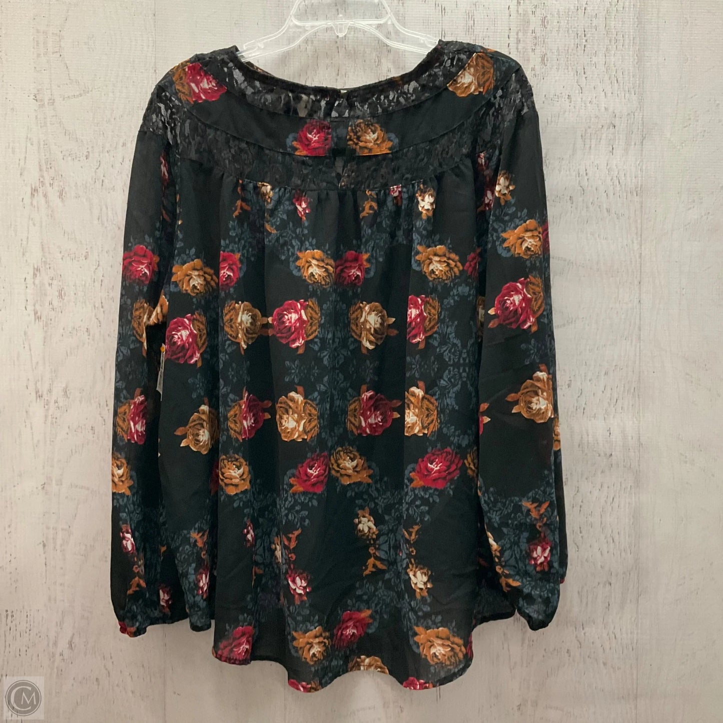 Top Long Sleeve By Knox Rose In Floral Print, Size: Xxl