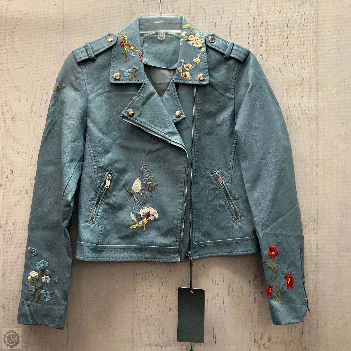 Jacket Leather By Clothes Mentor In Blue, Size: S