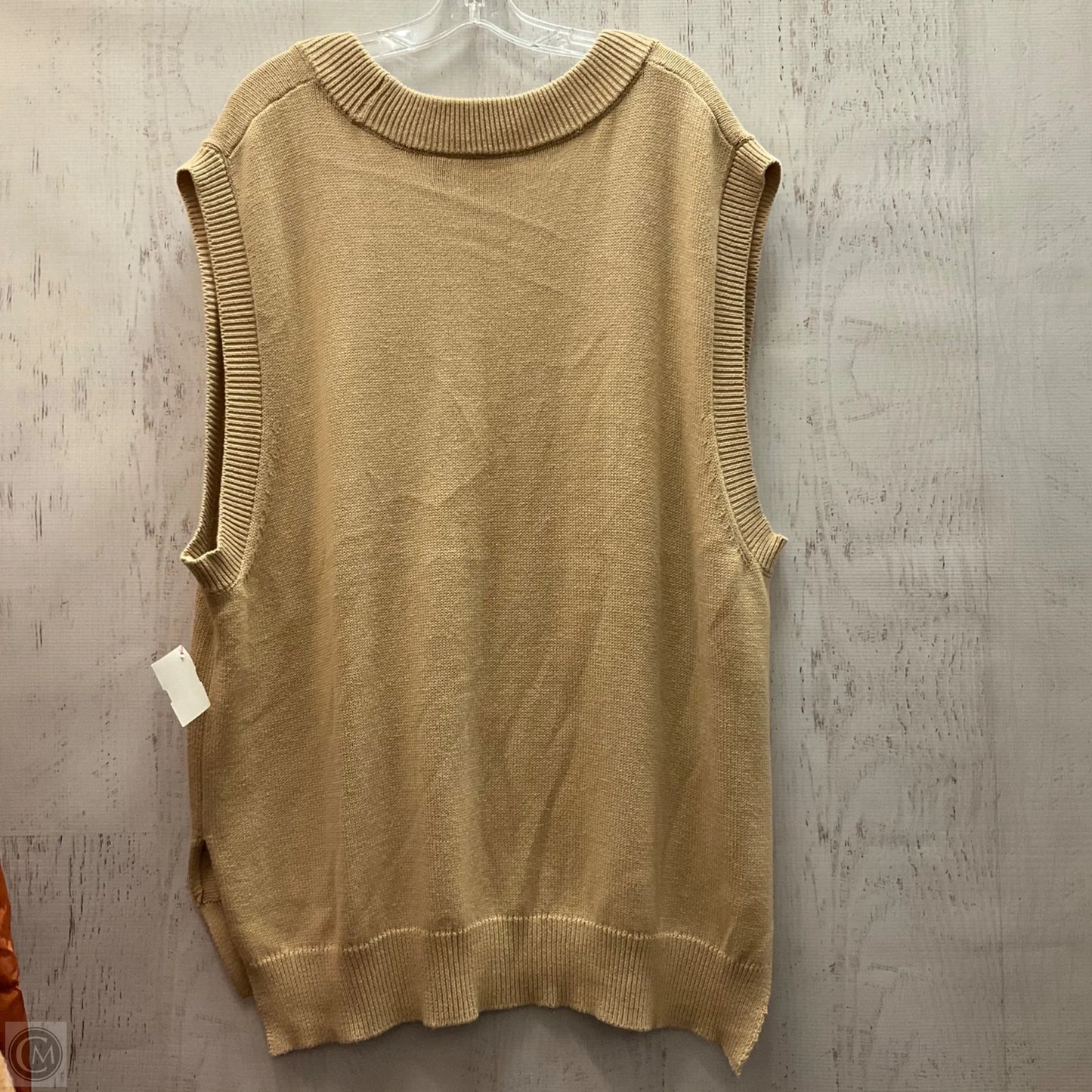 Vest Sweater By Clothes Mentor In Tan, Size: L