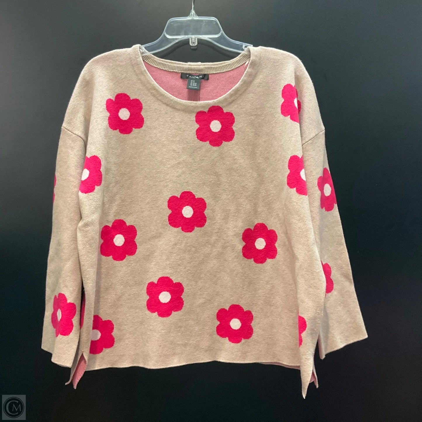 Sweater By Tahari By Arthur Levine In Pink & Tan, Size: 2x