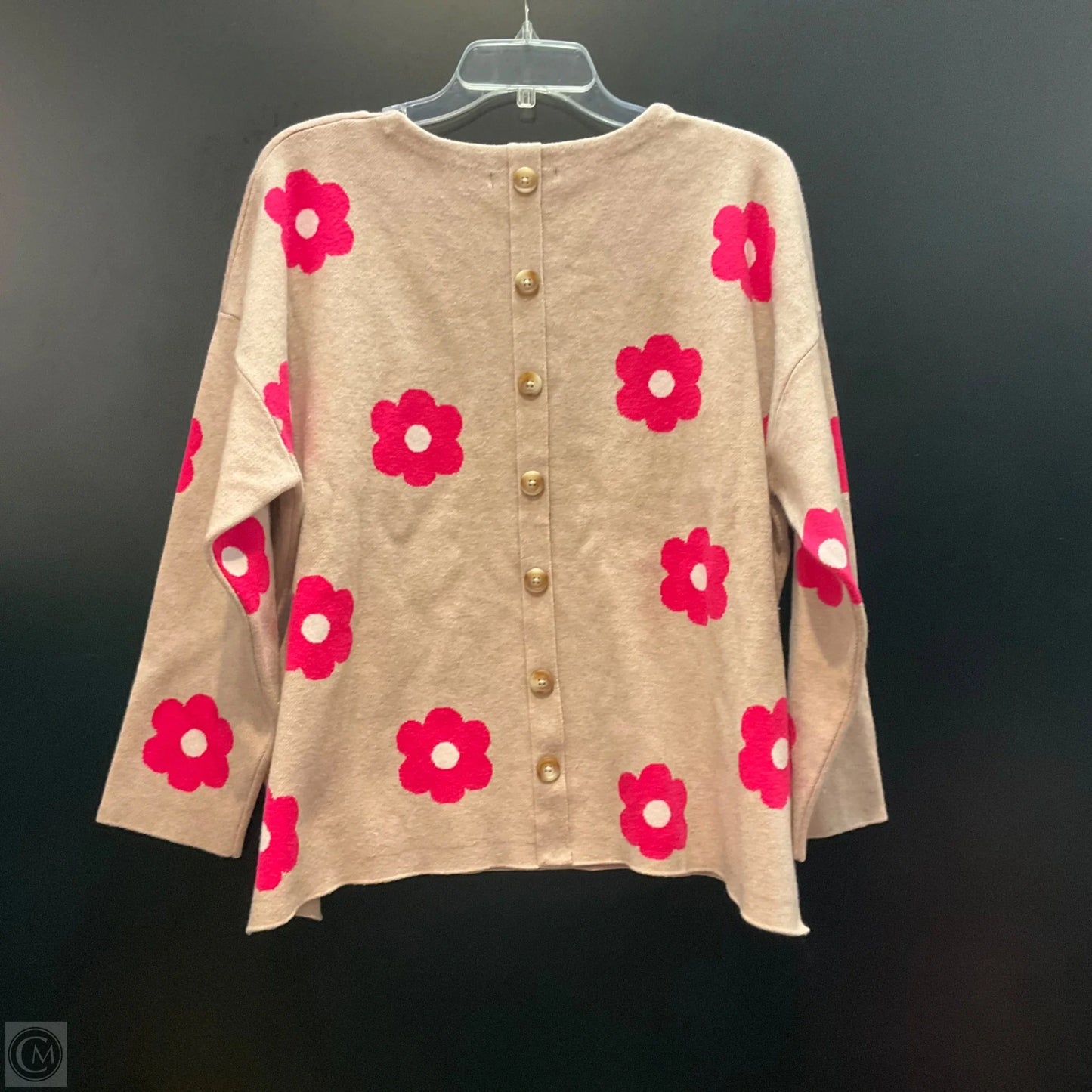Sweater By Tahari By Arthur Levine In Pink & Tan, Size: 2x