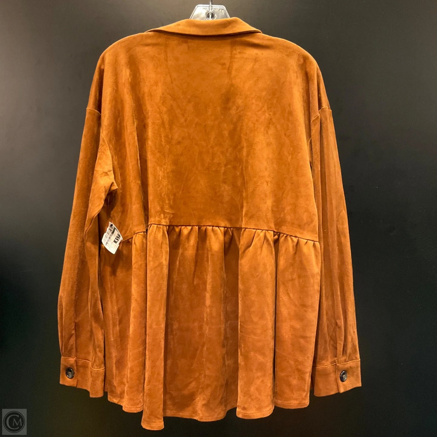 Jacket Shirt By Clothes Mentor In Brown, Size: L