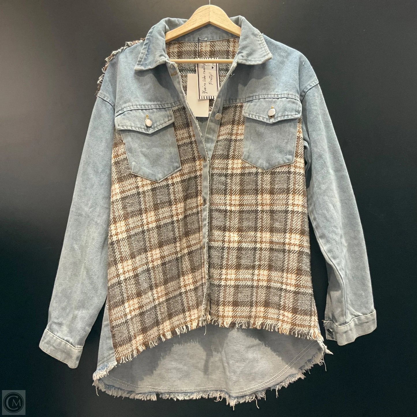 Jacket Shirt By Clothes Mentor In Blue Denim, Size: M