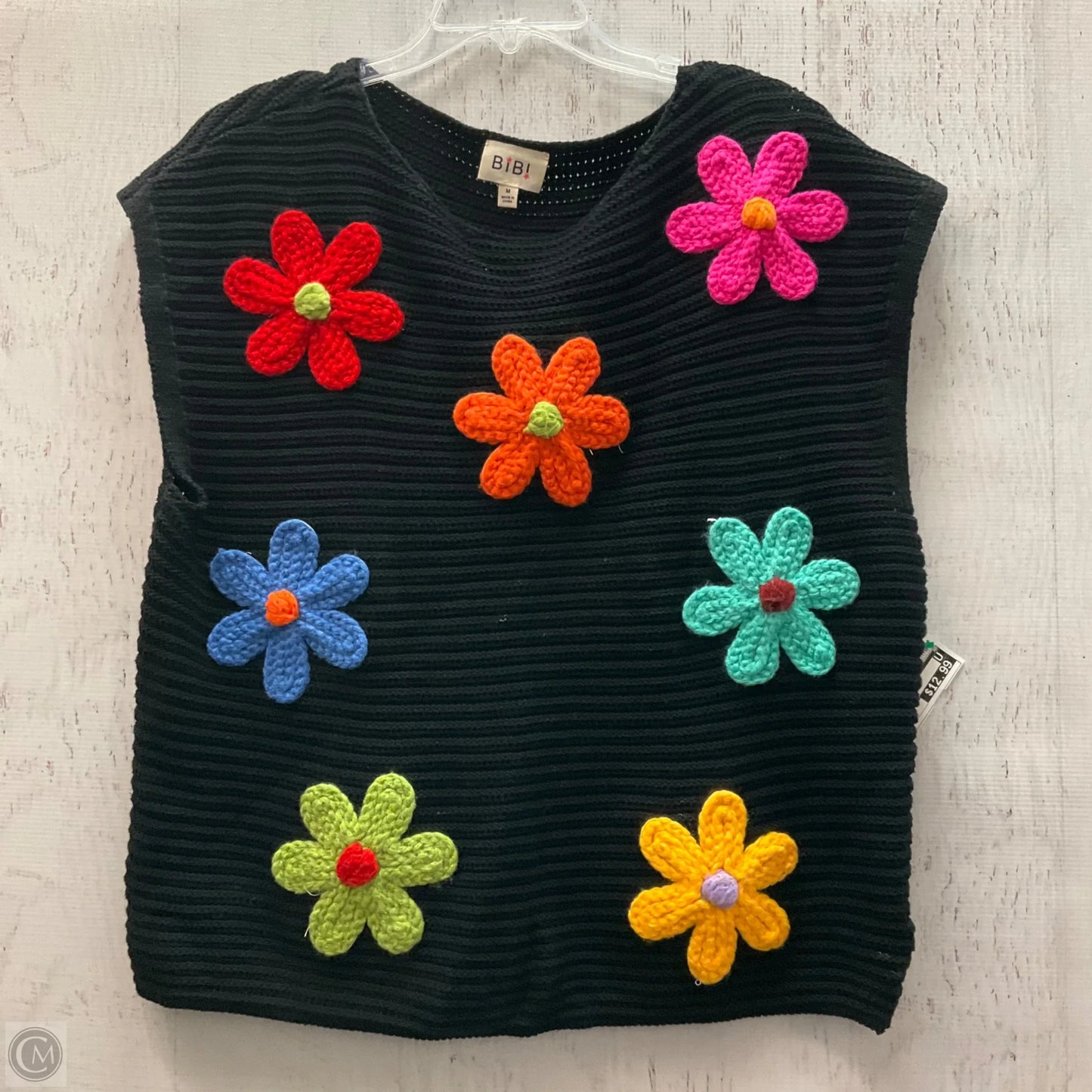 Sweater Short Sleeve By Bibi In Black, Size: M