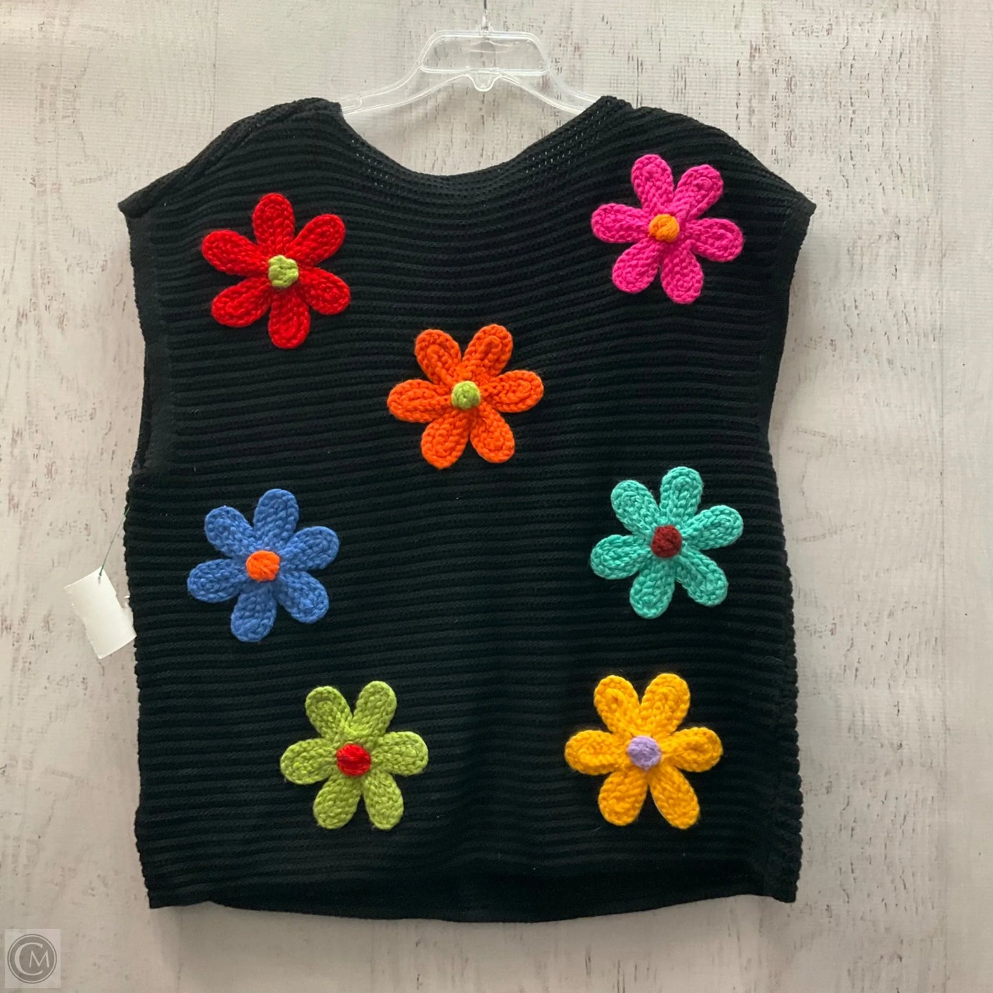 Sweater Short Sleeve By Bibi In Black, Size: M