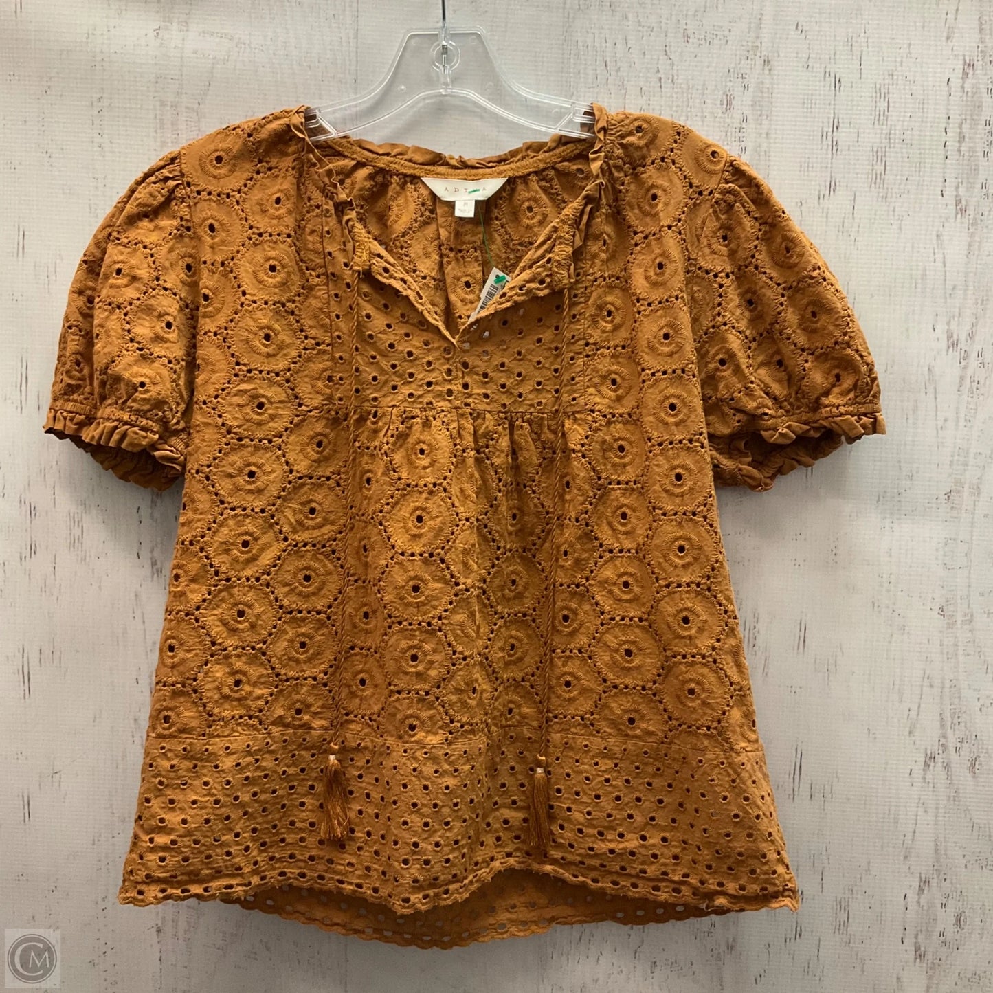 Top Short Sleeve By Adiva In Brown, Size: M
