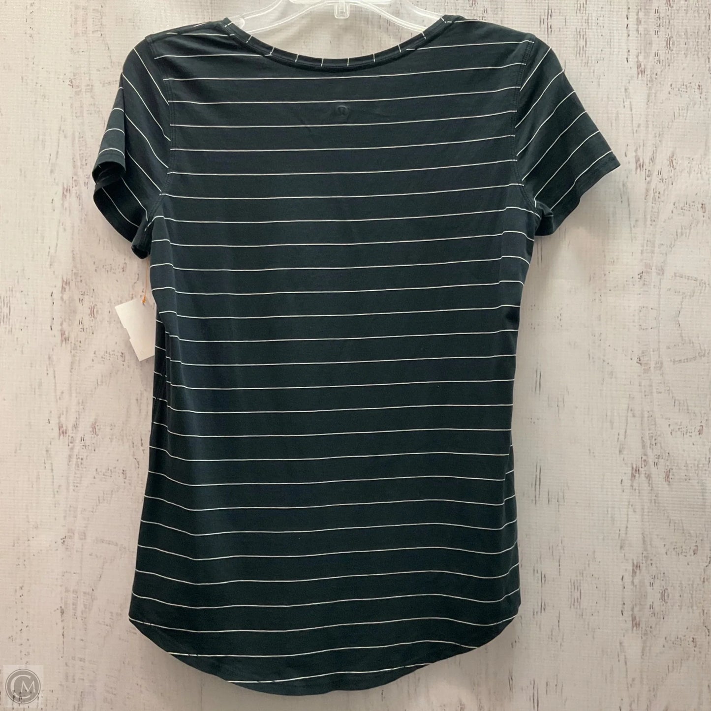 Athletic Top Short Sleeve By Lululemon In Striped Pattern, Size: S