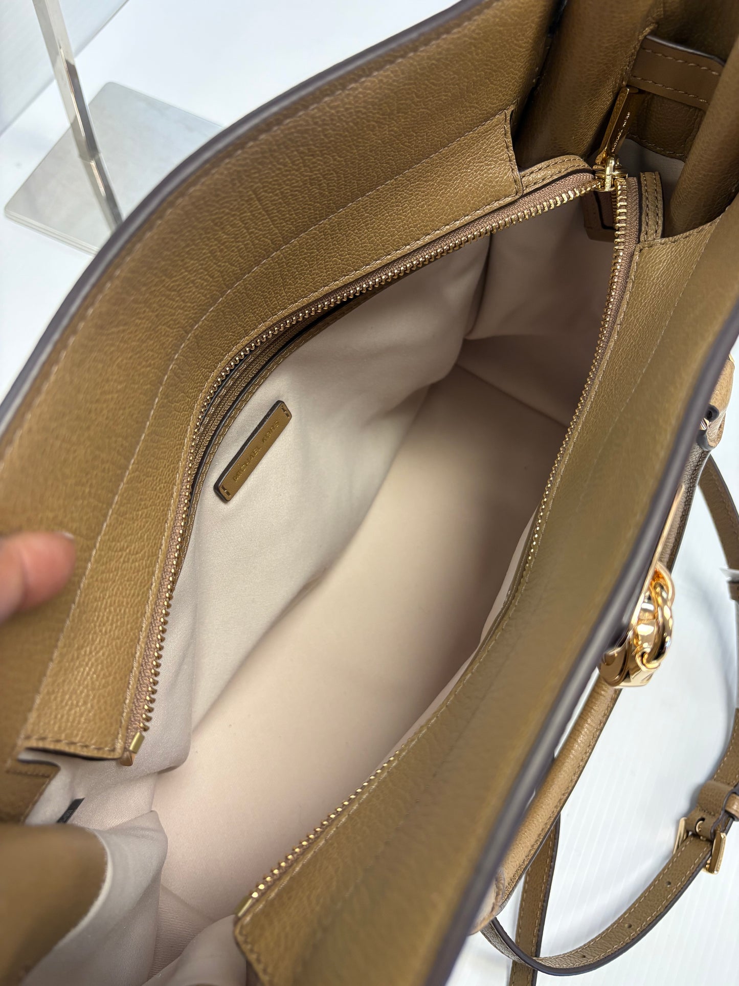 Tote Designer By Michael Kors In Brown, Size:Large