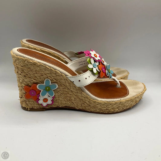 Sandals Heels Block By Coach In Tan, Size: 8.5