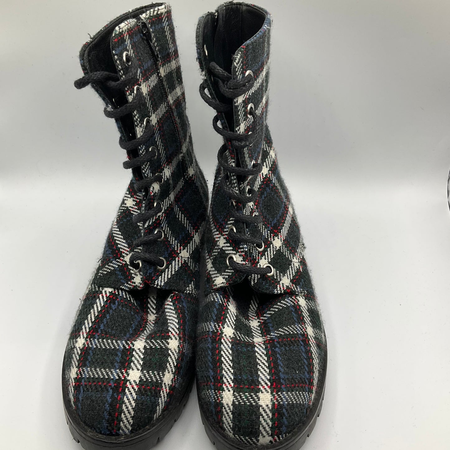 Boots Combat By Clothes Mentor In Plaid Pattern, Size: 7