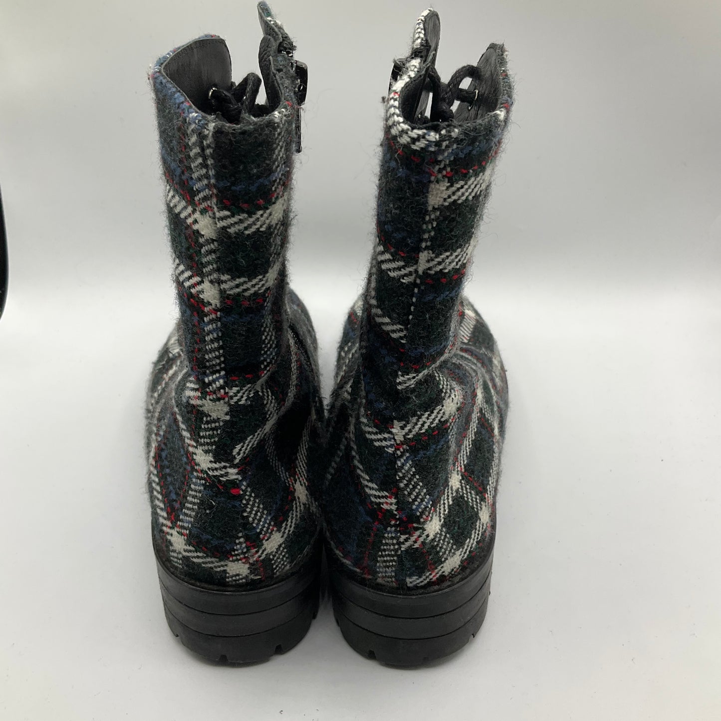 Boots Combat By Clothes Mentor In Plaid Pattern, Size: 7