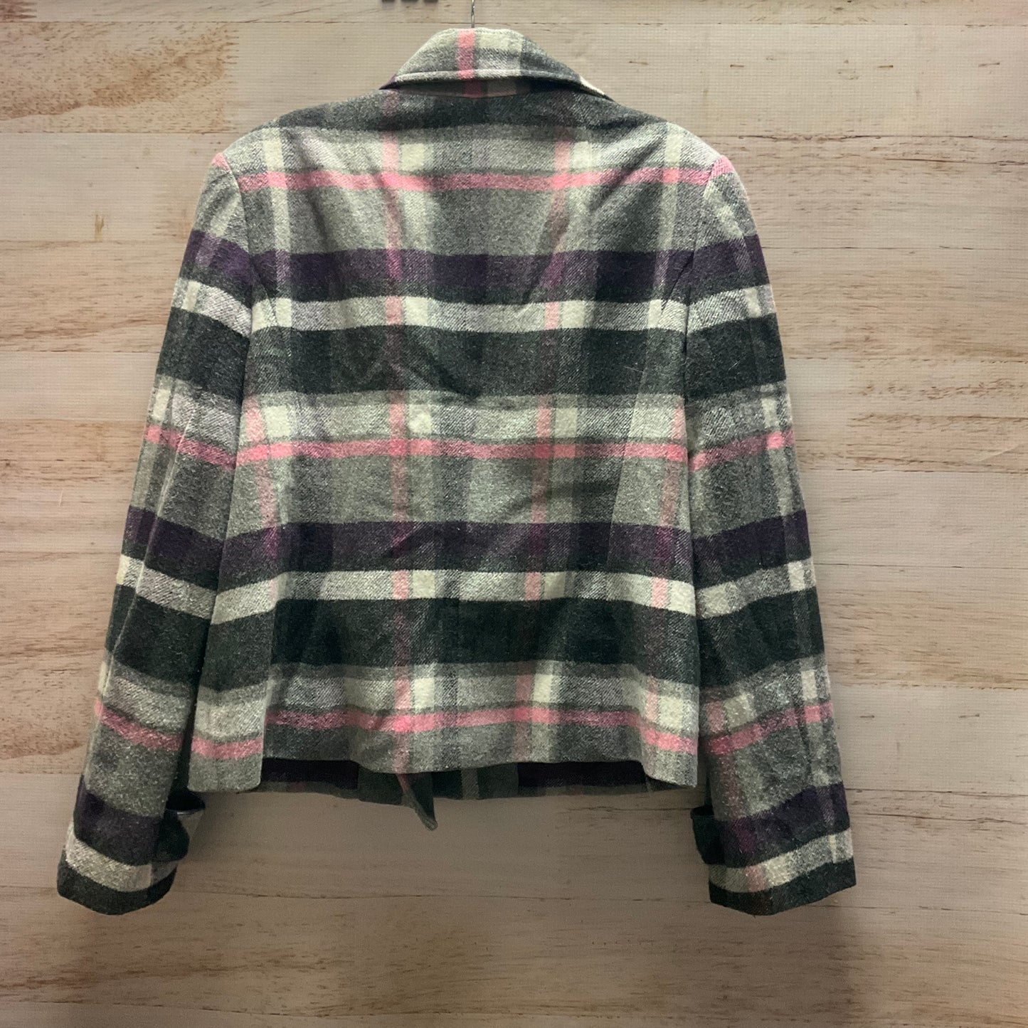 Coat Peacoat By Cabi In Plaid Pattern, Size: 8