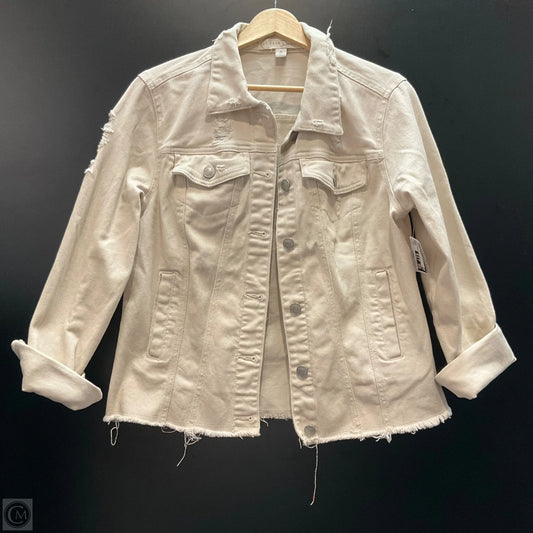 Jacket Denim By Clothes Mentor In Ivory, Size: M