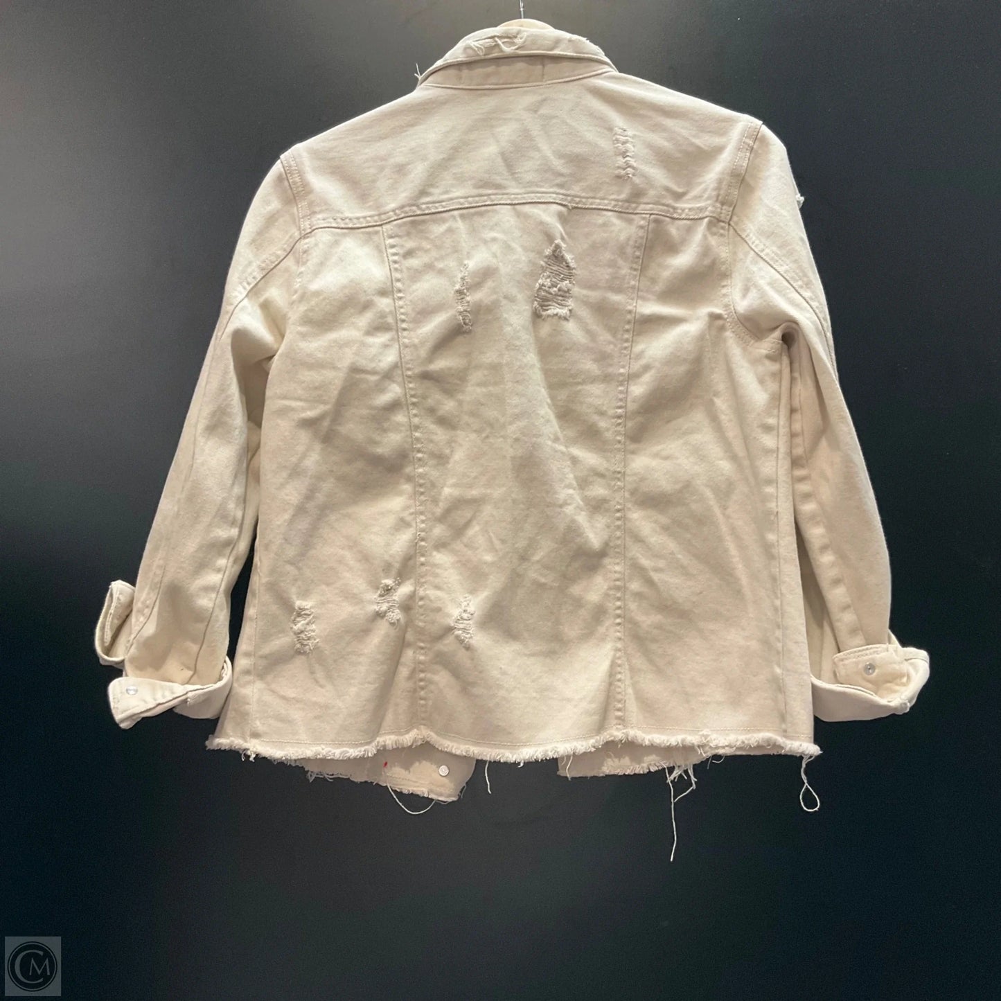 Jacket Denim By Clothes Mentor In Ivory, Size: M