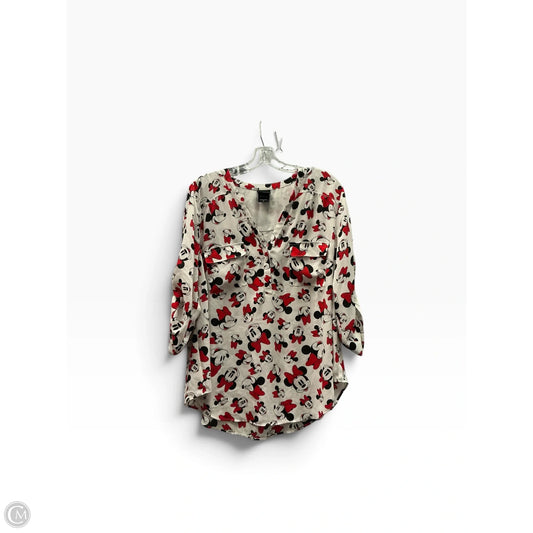 Top 3/4 Sleeve By Disney In Red & White, Size: 2x
