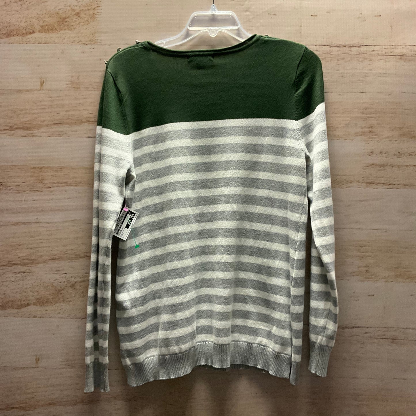 Top Long Sleeve By Its Our Time In Green & Grey, Size: L