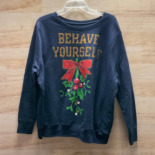 Sweatshirt Crewneck By Clothes Mentor In Navy, Size: 2x