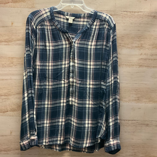 Top Long Sleeve By Bass In Plaid Pattern, Size: Xxl