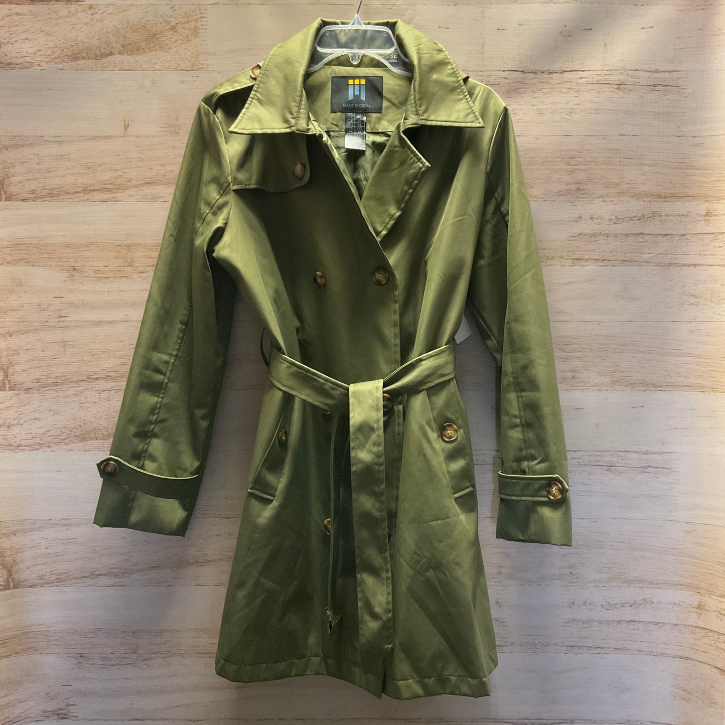 Coat Trench Coat By Clothes Mentor In Green, Size: Xl