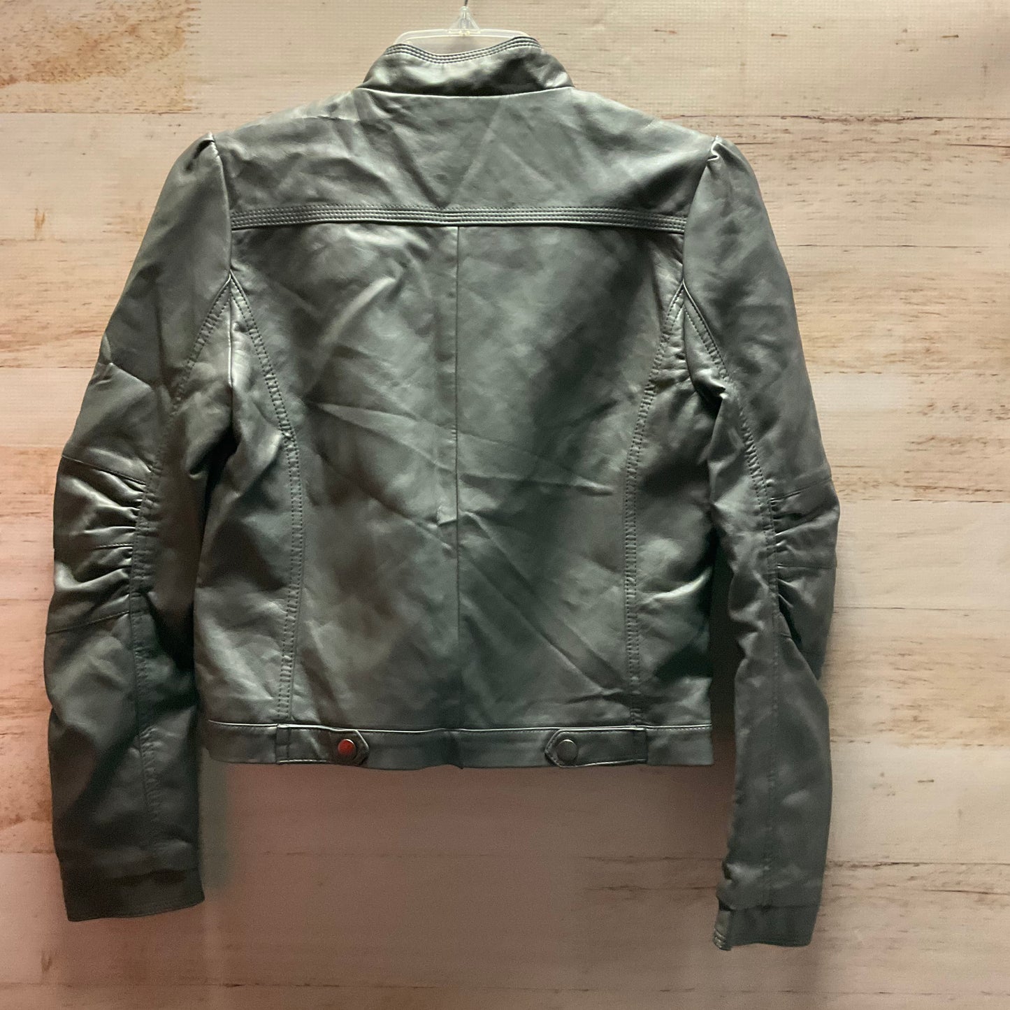 Jacket Moto By Clothes Mentor In Grey, Size: S