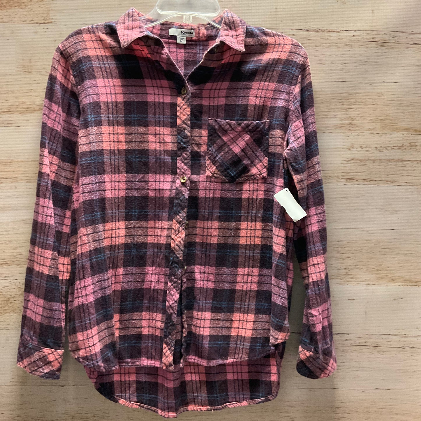 Top Long Sleeve By Sonoma In Plaid Pattern, Size: M