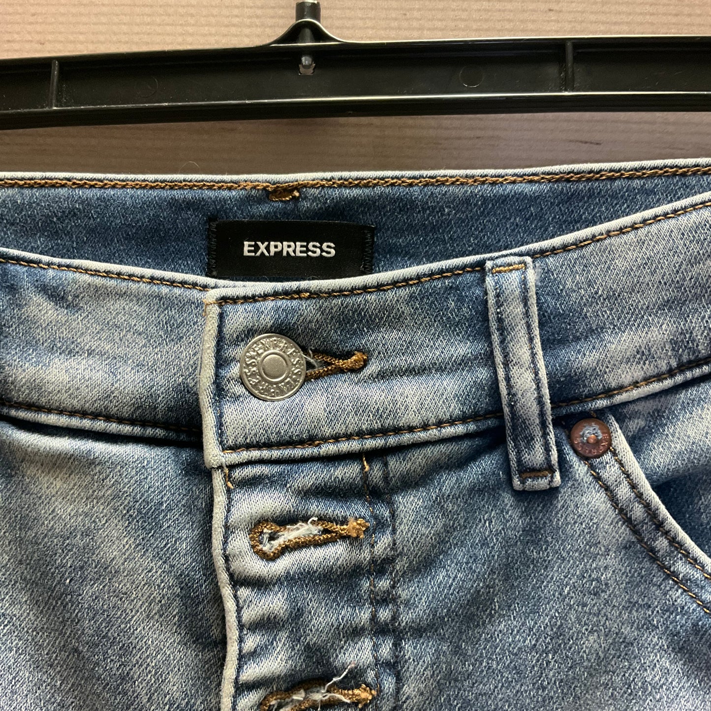 Jeans Skinny By Express In Blue Denim, Size: 10