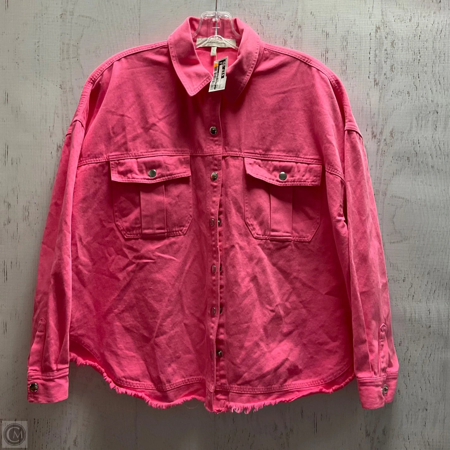 Jacket Denim By Clothes Mentor In Pink, Size: L