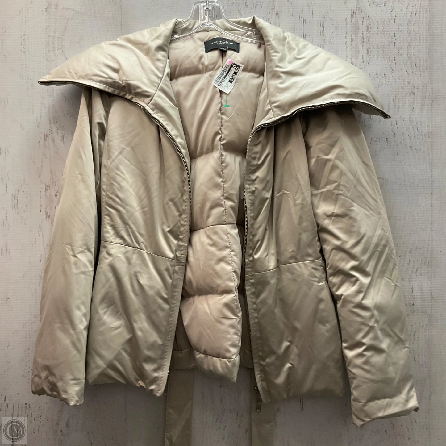 Jacket Puffer & Quilted By Ann Taylor In Taupe, Size: M