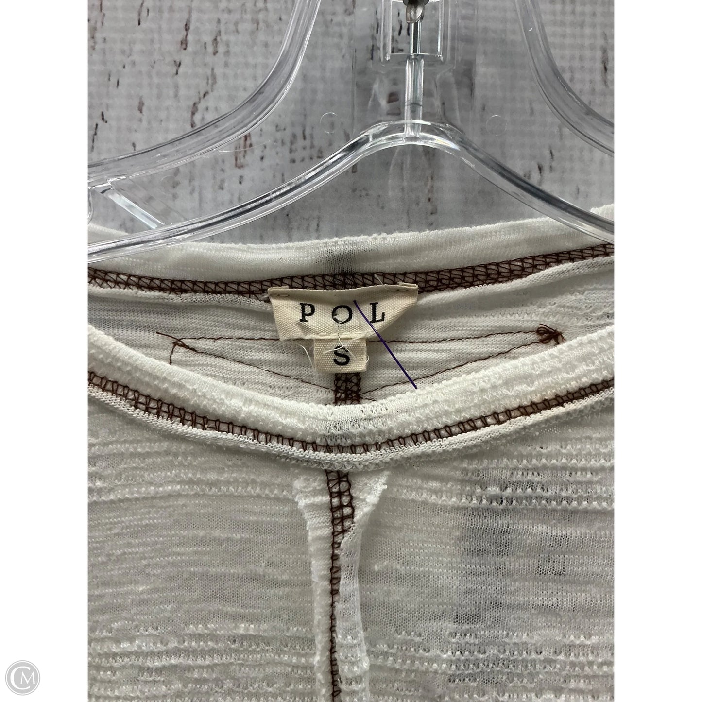 Top Long Sleeve By Pol In Cream, Size: S