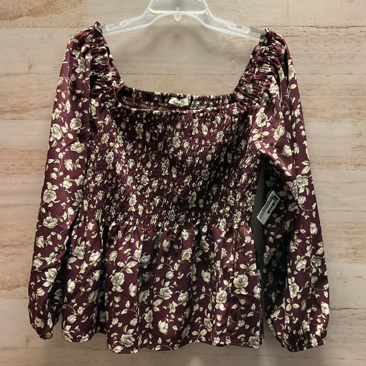 Top Long Sleeve By Kori America In Floral Print, Size: L