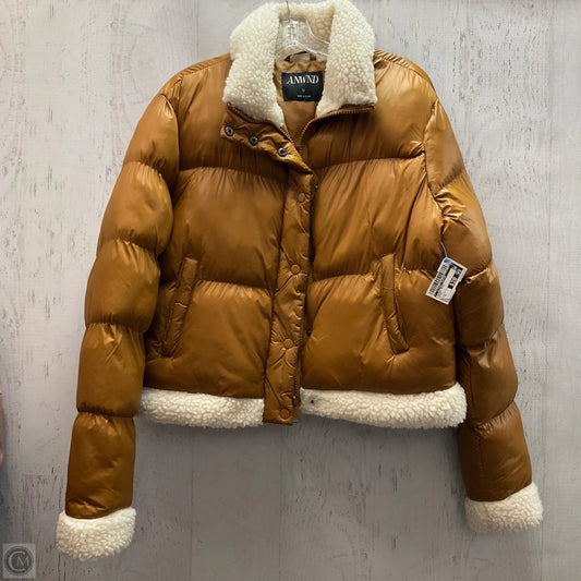 Jacket Moto By Clothes Mentor In Brown, Size: M