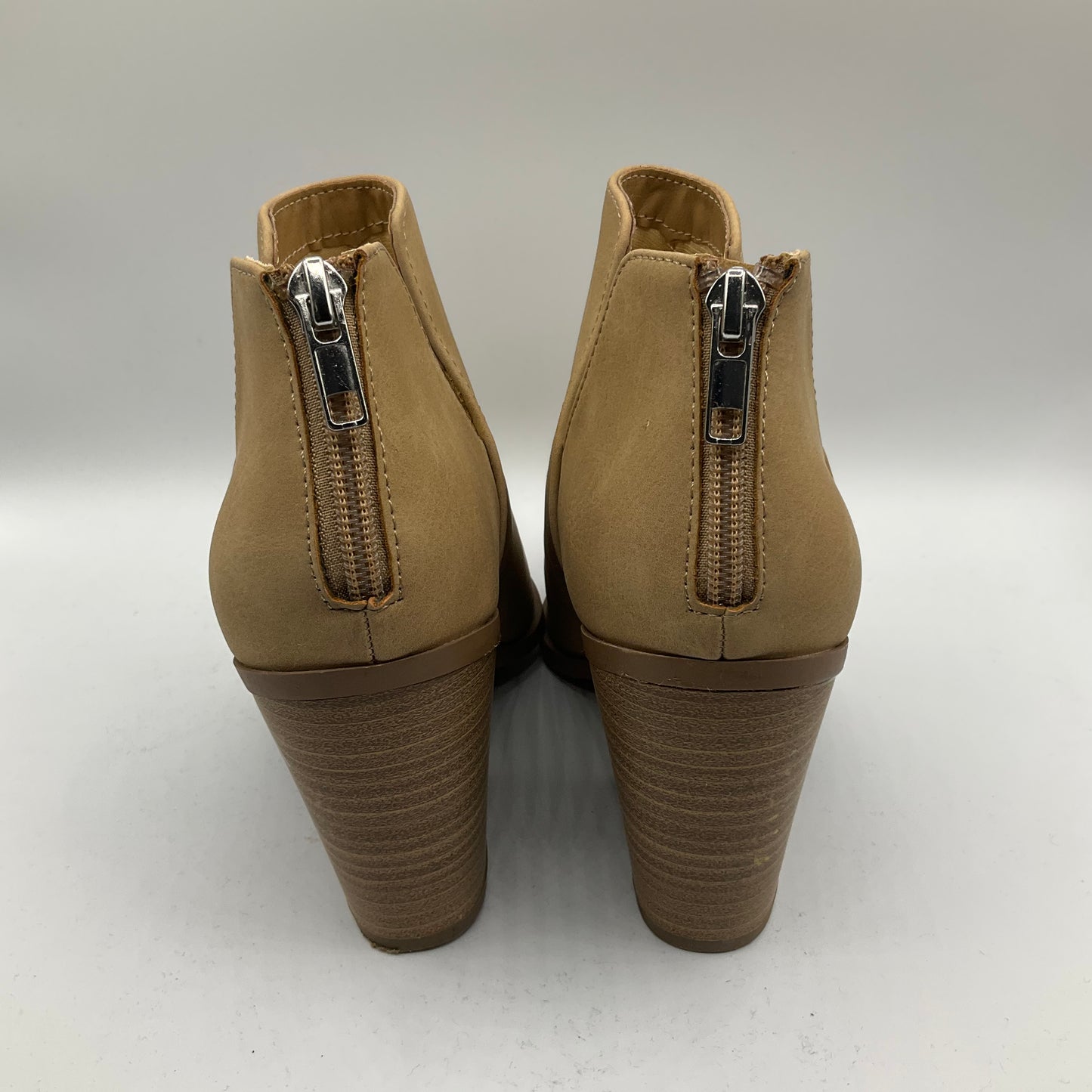 Boots Ankle Heels By Soda In Tan, Size: 6.5