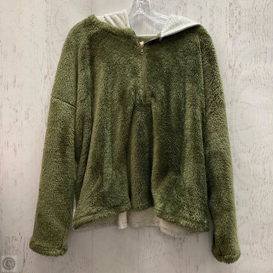 Sweatshirt Hoodie By Umgee In Green & Grey, Size: M