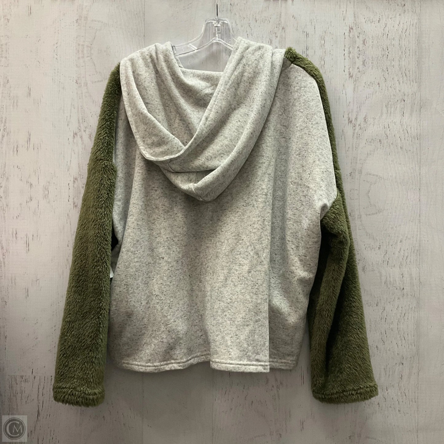 Sweatshirt Hoodie By Umgee In Green & Grey, Size: M
