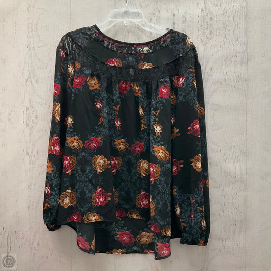 Top Long Sleeve By Knox Rose In Floral Print, Size: Xxl