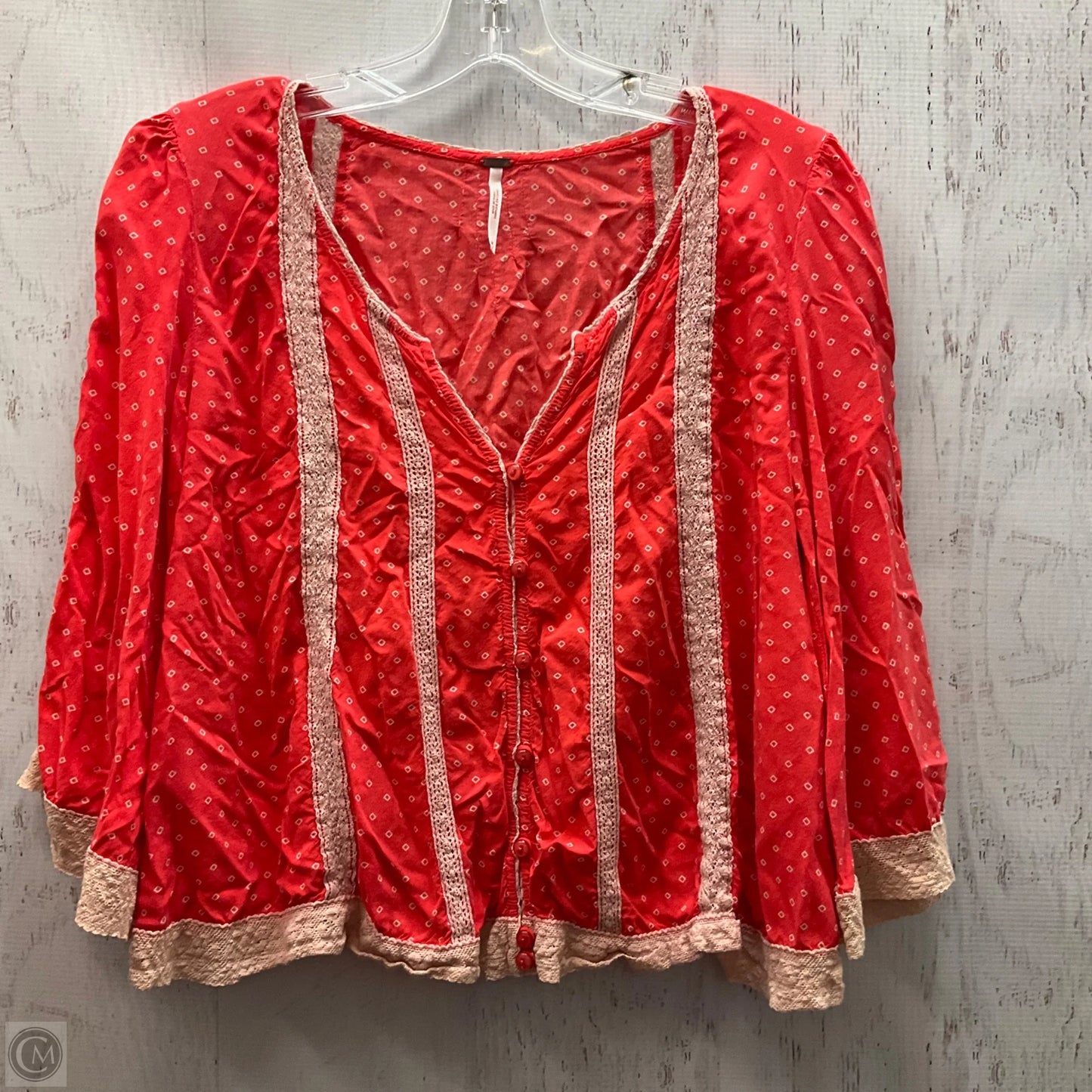 Top 3/4 Sleeve By Free People In Red, Size: M
