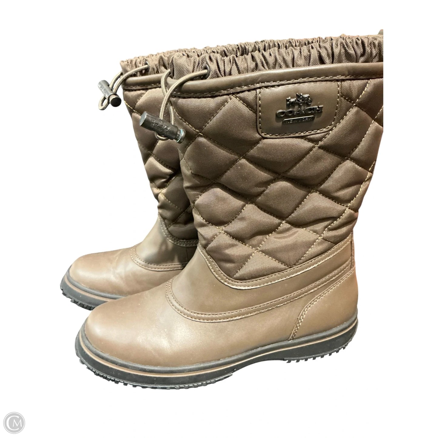 Boots Designer By Coach In Brown, Size: 5