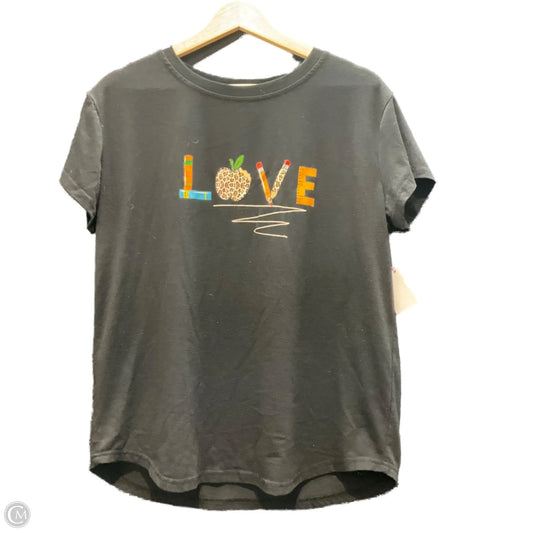 Top Short Sleeve Basic By Shein In Black, Size: Xl