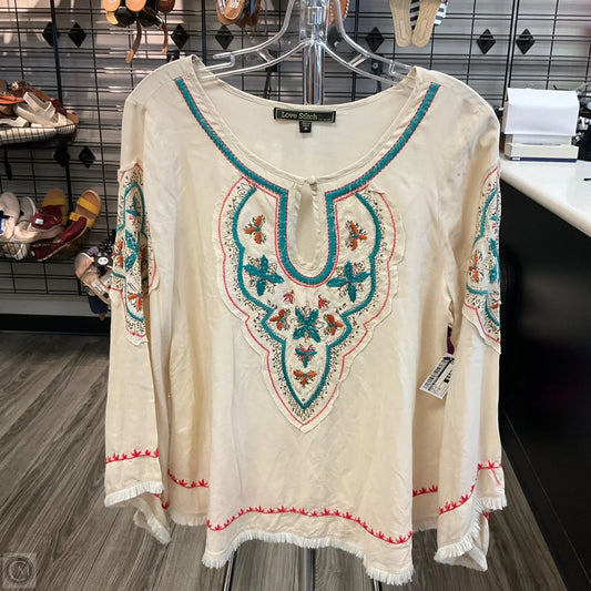 Top Long Sleeve By Love Stitch In Beige, Size: M