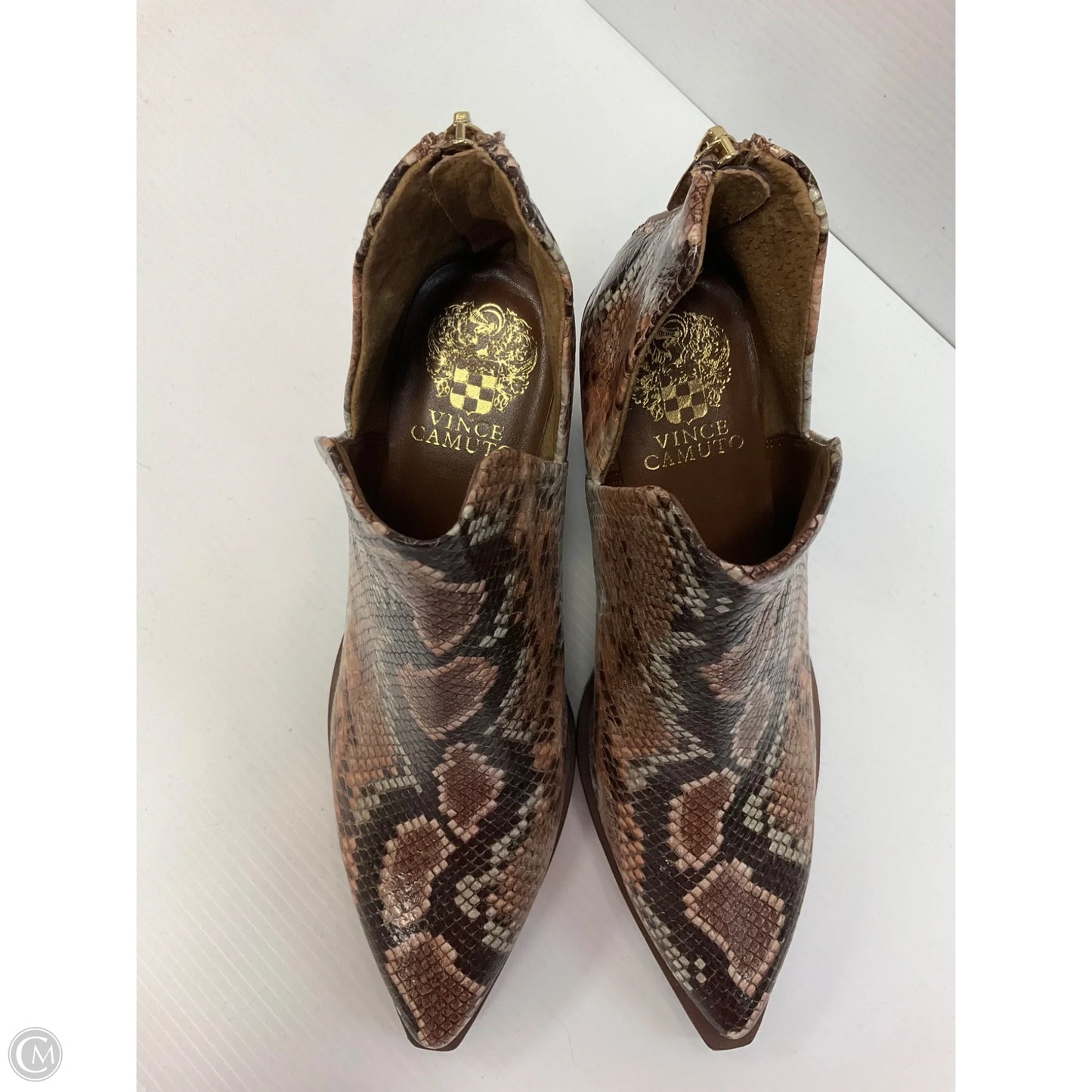 Boots Ankle Heels By Vince Camuto In Snakeskin Print, Size: 8