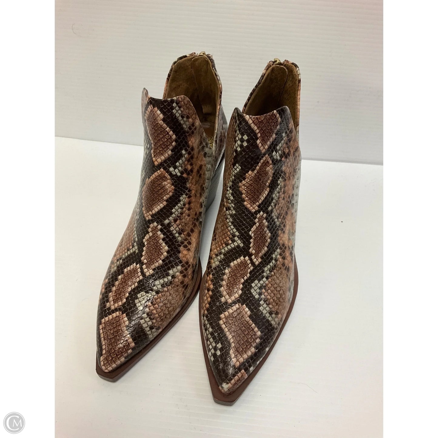 Boots Ankle Heels By Vince Camuto In Snakeskin Print, Size: 8