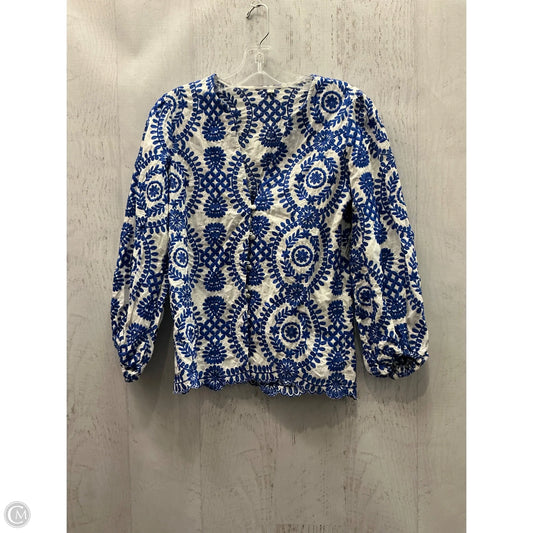 Top Long Sleeve By Shein In Blue & White, Size: M