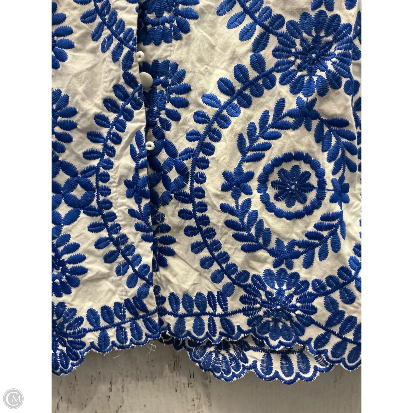 Top Long Sleeve By Shein In Blue & White, Size: M