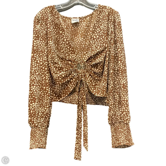 Top Long Sleeve By Altard State In Brown & Cream, Size: 2x