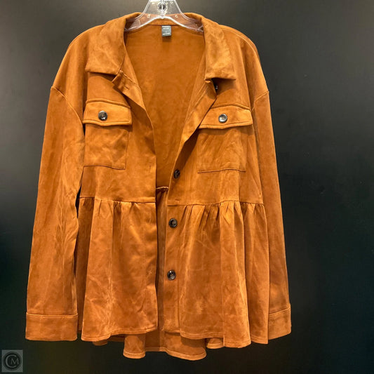 Jacket Shirt By Clothes Mentor In Brown, Size: L